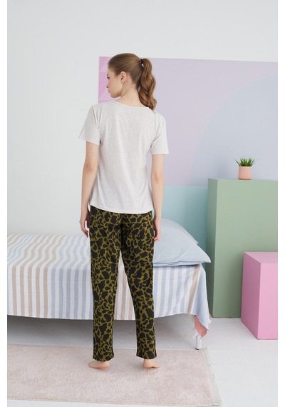 Siyah İnci Pamuklu Örme Pijama Takım 24113133 Çok Renkli