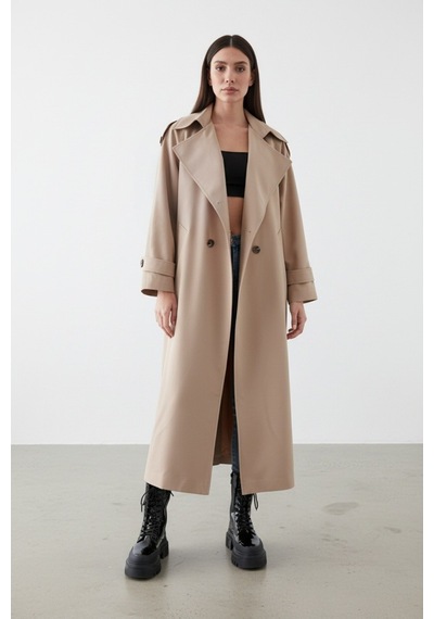 Durivya Apoletli Oversize Trençkot Camel