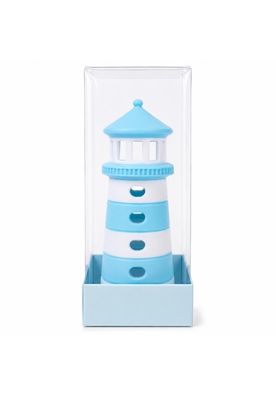 Dekoratif Tasarım Deniz Feneri Tealight - Açık Mavi - Beyaz Çok Renkli