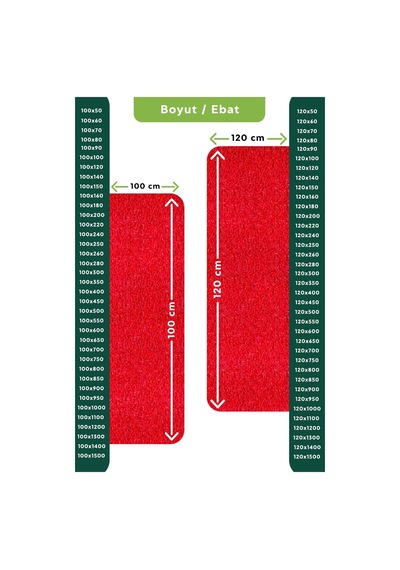 Hortumtech Kıvırcık Paspas Kir Tutucu Pvc Kapı Önü İç Dış Mekan Eko 12 Mm - Kırmızı 120 X 80 Cm