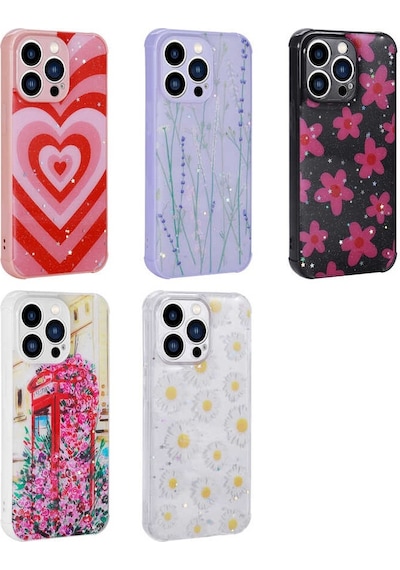 Apple Uyumlu iPhone 12 Pro Max Uyumlu Simli Desenli Kamera Korumalı Parlak Zore Popy Kılıf-kulübe Kulübe -