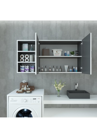 Kenzlife hazır mutfak castus22 gri 060*120*22 mutfak banyo dolabı kapaklı raflı