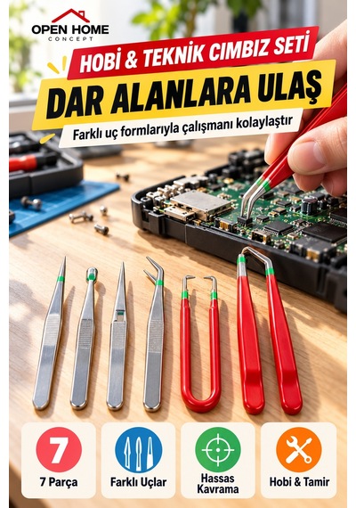 7 Parça Hobi Ve Teknik Cımbız Seti Farklı Uçlu Maket Elektronik Tamir Küçük Parça Tutma Kavrama Seti
