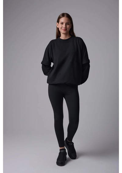 Defys Kadın Bisiklet Yaka Kol Detaylı Oversize Fit Basic Sweatshirt Siyah - 598314741 Siyah Defys Kadın Bisiklet Yaka Kol Detaylı Oversize Fit Basic Sweatshirt Siyah - 598314741 Siyah