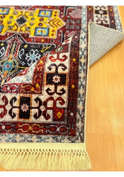 Geometrik Yıldız Motifli 120 X 180 Dijital Baskı Halı Kahverengi