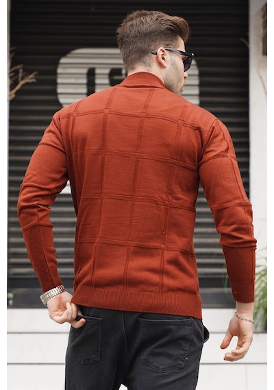 Madmext Kiremit Balıkçı Yaka Triko Kazak 5784 Kiremit