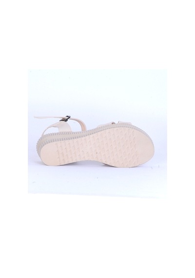 Moda Ayakkabı 151 Ortopedik Cilt 7cm Kadın Sandalet Ayakkabı Krem