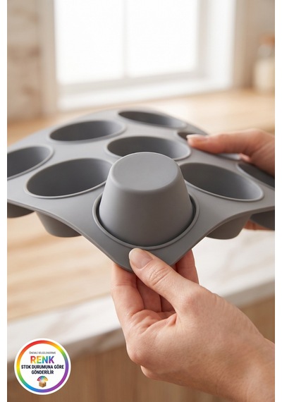 Silikon Muffin Kalıbı 9 Gözlü Kek Cupcake Kalıbı Platinum Fırın Kalıbı 25 Cm Çok Renkli