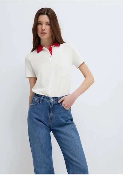 Mavi Kadın Modelli Polo Tişört Kırık Beyaz 1613916-70057 Mavi Kadın Modelli Polo Tişört Kırık Beyaz 1613916-70057