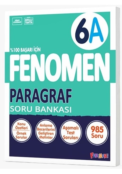 Fenomen Okul 2024 6. Sınıf Paragraf A Soru Bankası Yeni Nesile Kolay Geçiş 2024