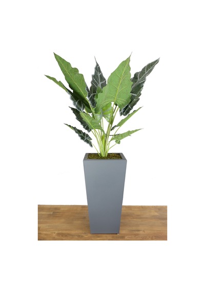 Yapay Dev Alocasia Bitkisi Ahşap Saksıda 145 Cm Yeşil-gri Yeşil