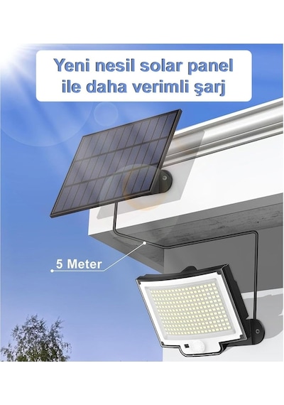Greentech Güneş Enerjili, Hareket Sensörlü, 228 Boncuk Led Aydınlatma/gt-sl33