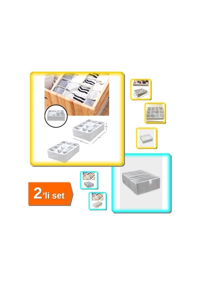 Pratik 12 Bölmeli Çekmece Düzenleyici + Akordiyon 8 Gözlü Organizer 2li Set E7f8g9 Belirtilmemiş