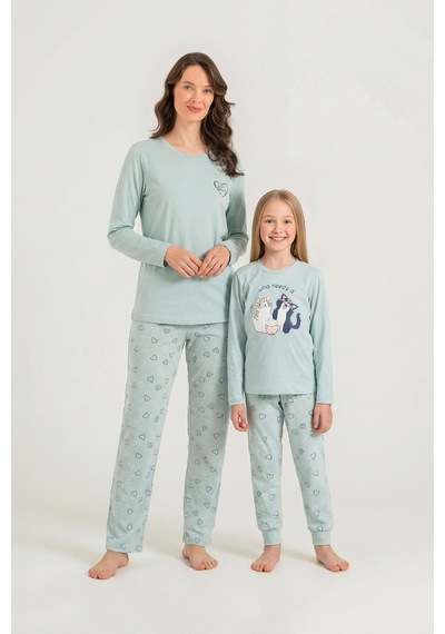 Rolypoly Anne Kız Who Needs A Hug Yeşil Uzun Kol Pijama Takım Rp3902-a-v2 Rp3902-a-v2