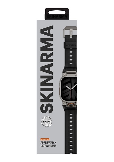 Apple Watch Uyumlu Ultra 49mm  Skinarma Talon Serisi Suya Dayanıklı Silikon Kordon Siyah