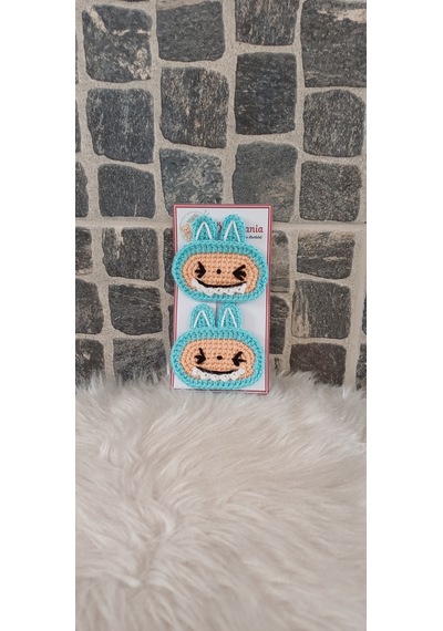 Örgümania Labubu Çıtçıtlı Toka- 7 Cm Mavi