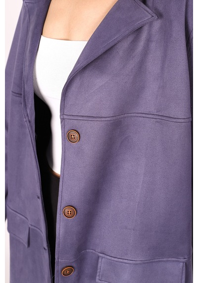 Armonika Kadın Koyu Mavi Yakalı Cep Kapaklı Düğmeli Vatkalı Premium Süet Oversize Ceket Arm-25k001057 Armonika Kadın Koyu Mavi Yakalı Cep Kapaklı Düğmeli Vatkalı Premium Süet Oversize Ceket Arm-25k001057