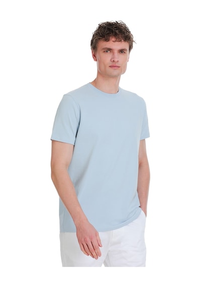 Hatemoğlu Mavi Regular Fit Bisiklet Yaka Pamuklu Tişört 1996532 Mavi-02