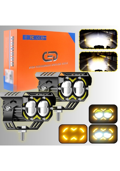 Led Drl Motosiklet Sis Farı Çakarlı Off Road 4 Mod Delici 12v-24v
