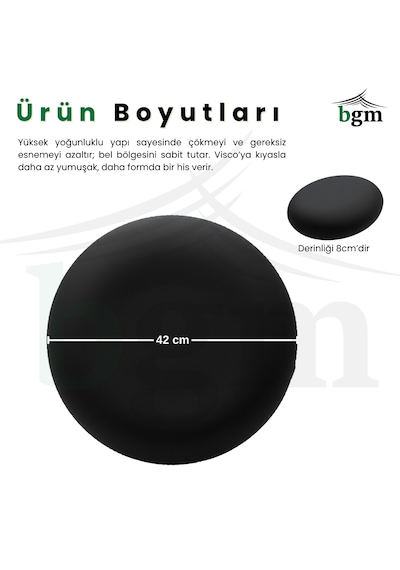Ortopedik Oturma Simidi Sert Sünger Destekli Yıkanabilir Kılıf, Sert Yapı Ortopedik Yastık Siyah