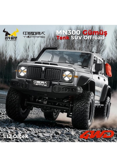 Mn Model Mn300 1/12 Tank Suv 4wd Rc Crawler Offroad Uzaktan Kumandalı Araba Arazi Aracı Model Car Truck Rtr Gümüş Mn-300 +dahili Işık Seti