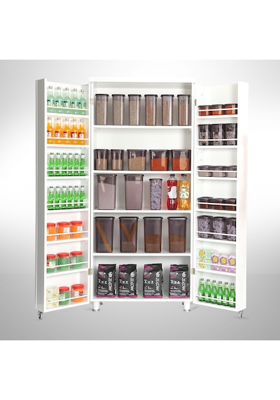 Pasific Home Guzzo Tekerlekli Kiler Çok Amaçlı Erzak Dolabı 80 cm Parlak Beyaz