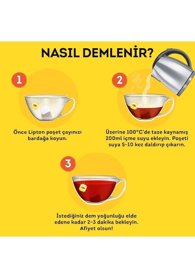 Lipton Doğu Karadeniz Bergamot Aromalı Bardak Süzen Poşet Siyah Çay 100'lü Paket