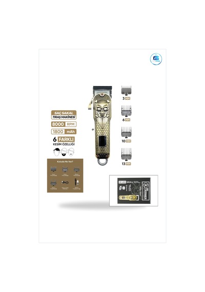 Saç Sakal Tıraş Makinesi 0,1 İle 0,5 Mm Ayarlı Bıçak Rpm 6 Kademe