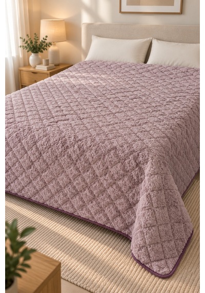 Cloud Soft Çift Taraflı Mikrofiber Peluş Çift Kişilik Yatak Örtüsü 200x220 Cm Mor