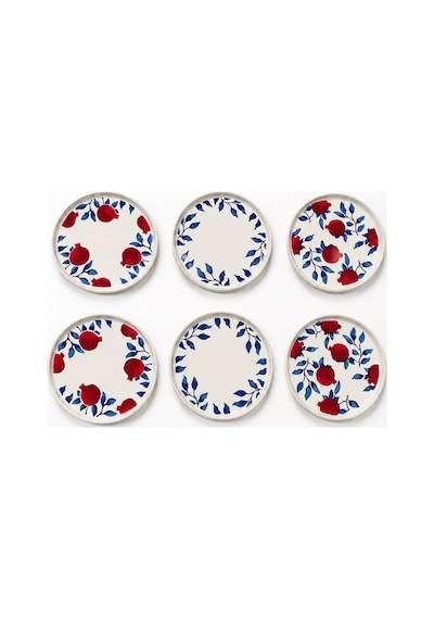 Nar 6'lı Handmade Stackable Seramik Pasta Tabak Seti - Premium Sunum & Kahvaltı Takımı - 20 Cm Beyaz