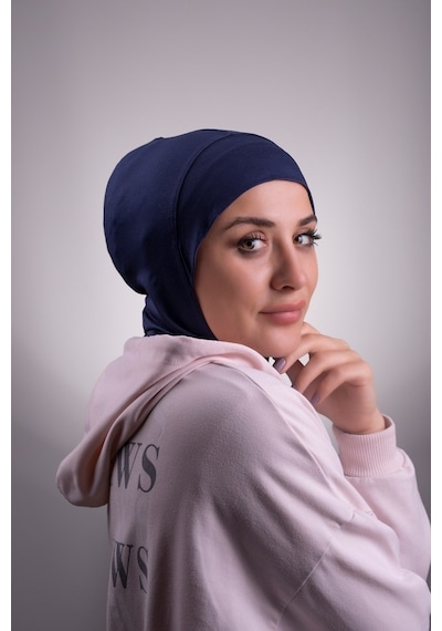 Hürrem Bone Lacivert Pratik Hazır Geçmeli Bone Viskon Kumaş Hijab Spor 2106_0 Lacivert