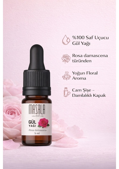 Masala Gül Yağı 5 Ml Rosa Damascena Doğal Uçucu Yağ Diğer