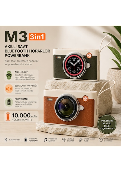 Smart Treasure M3 10000 Mah 22.5w Hızlı Şarjlı Powerbank Bluetooth Hoparlör 1.53 Dokunmatik Akıllı Ekranlı Taşınabilir Şarj Cihazı Yeşil
