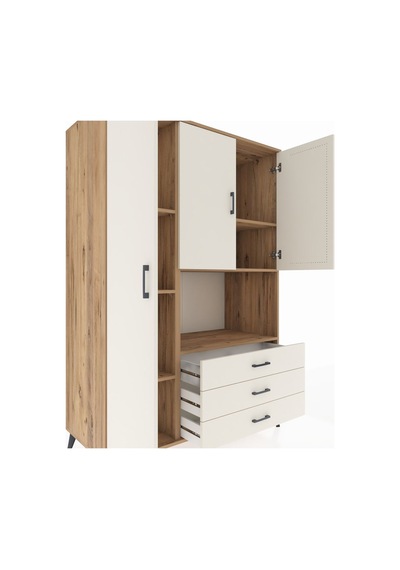 Kronos Dolap 6 Raflı 3 Çekmeceli 3 Kapaklı 132x59x195 Çam-ayt... Çam
