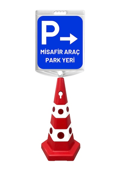 Misafir Araç Park Yeri Sağ Oklu Çift Taraf Baskı Kırmızı Ultra Kedi Gözlü Ağırlıklı Koni Seti Trafik Dubası