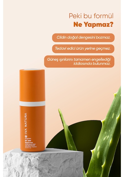 İva Natura Organik Mineral Filtreli Spf 50 Güneş Kremi Çinko Oksit İçerikli Hassas Ciltler İçin 30 Ml