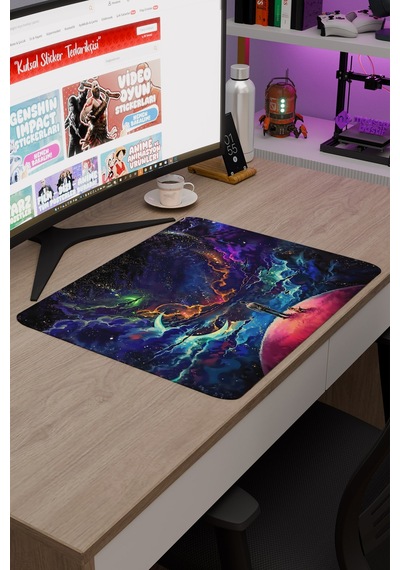 Dijital Evrende Köpek Ve Adam V4 48x40 Xl Gaming Kauçuk Kaymaz Taban Mouse Pad Fare Altlığı