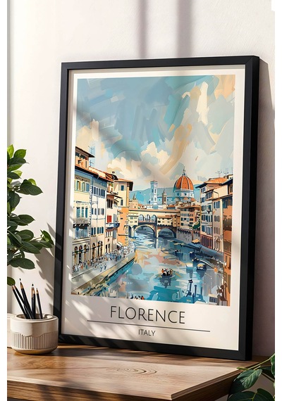 Floransa Duvar Tablosu İtalya Florence Temalı Modern Salon Dekoru, Şehir Manzaralı Çerçeveli Tablo Siyah Floransa Duvar Tablosu İtalya Florence Temalı Modern Salon Dekoru, Şehir Manzaralı Çerçeveli Tablo Siyah
