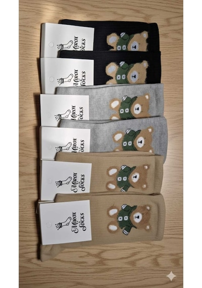 Kadın Pamuk Çorap Kışlık 36-40 Numara Asorti 6'lı Paket Set 4