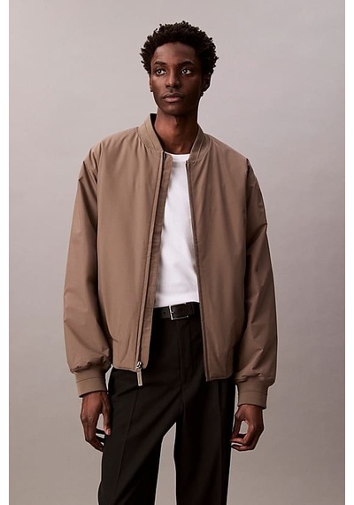 Calvin Klein Erkek Regular Fit Fermuarlı Bomber Ceket - Bej Morel