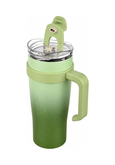 Paslanmaz Çelik,%100 Sızdırmaz, Çift Katmanlı, Pipetli, Saplı Termos Bardak, Termal Matara 1000 Ml Yeşil Genel