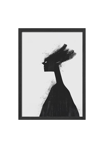 Heavy Thoughts Siyah Ahşap Çerçeveli Poster, Dekoratif Soyut Monokrom Duvar Tablosu