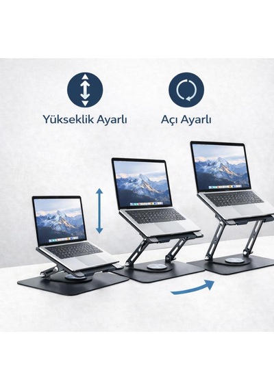 Coofbe 2in1 Yükseklik Ayarlı 360 Döner Alüminyum Laptop Standı Laptop Sehpası Ve Telefon Standı