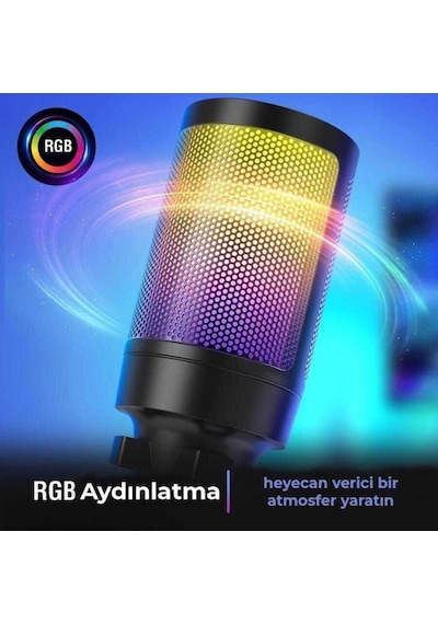 Fifine Ampligame A6vw Rgb Usb Beyaz Gaming Mikrofo