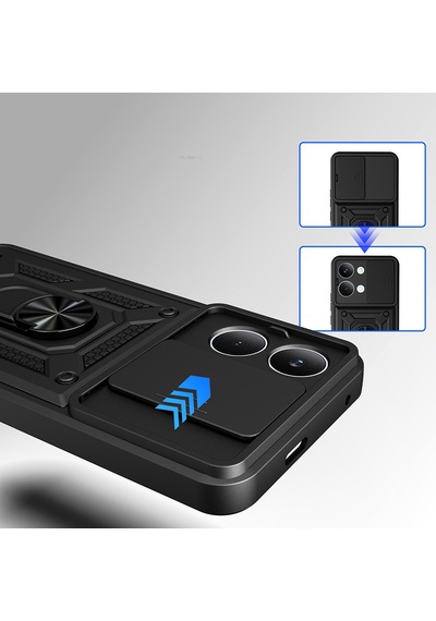 Xiaomi Poco X8 Pro Max Kılıf Kamera Korumalı Zırh Tank Sürgülü Vega Kapak Siyah