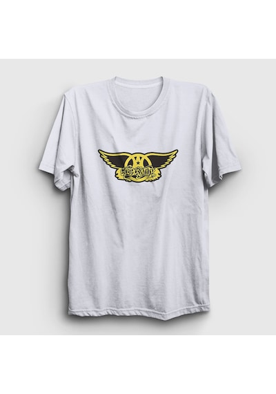 Presmono Unisex Yellow Aerosmith T-shirt Beyaz