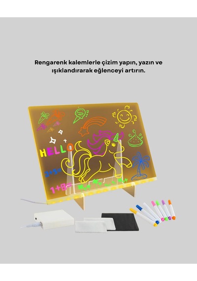 Usb Bağlantılı Led Akrilik Çizim Ve Not Tahtası Altın