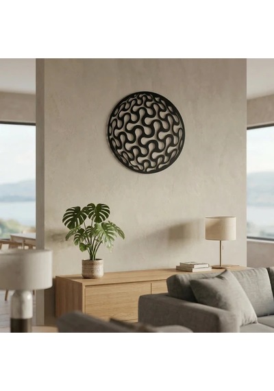 Geometrik Desenli Daire Duvar Tablosu Mdf Lazer Kesim Modern Minimal Duvar Süsü Düz Renkli
