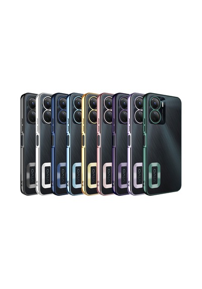Zore Vivo Y16 Kılıf Kamera Korumalı Logo Gösteren Omsy Omega Kapak - Gold