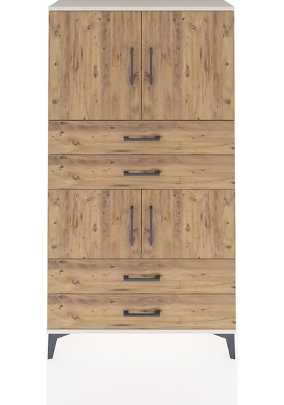 Arges Dolap 3 Raflı 4 Çekmeceli 4 Kapaklı 88x30x163 Aytaşı-çam Aytaşı
